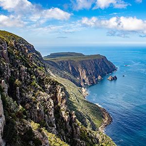 Aerial view over Cape Raoul, near Port Arthur