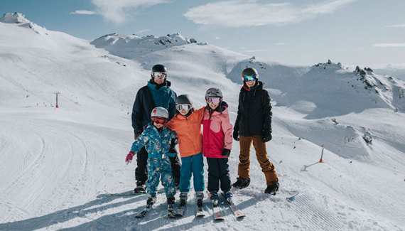 Skiers on the mountain at Cradrona South Island New Zealand