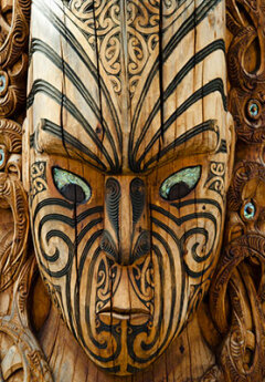 Maori mask, Rotorua, New Zealand