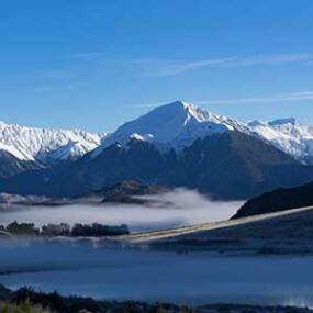 The TranzAlpine crossing on a beautiful winter's morning